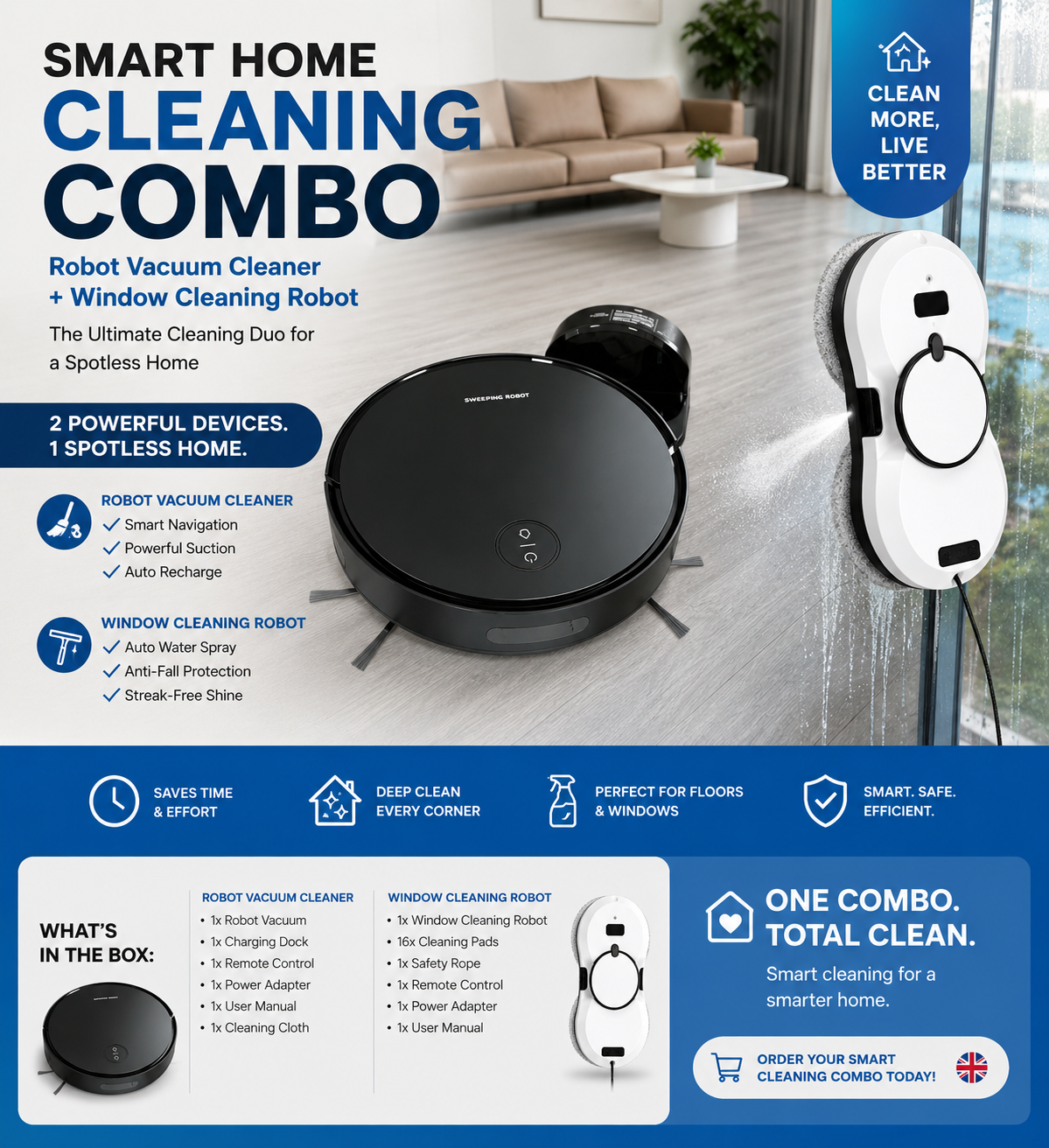 FutureHome 2-in-1 Cleaning Robot Bundle