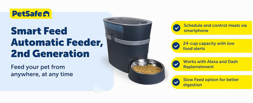 PetSafe Smart Feed, Electronic Pet Feeder for Cats & Dogs, 6L/24 Cup Capacity, Programmable Mealtimes, Alexa, Apple & Android Compatible, Backup Batteries Ensure Meal Delivery During Power Outage