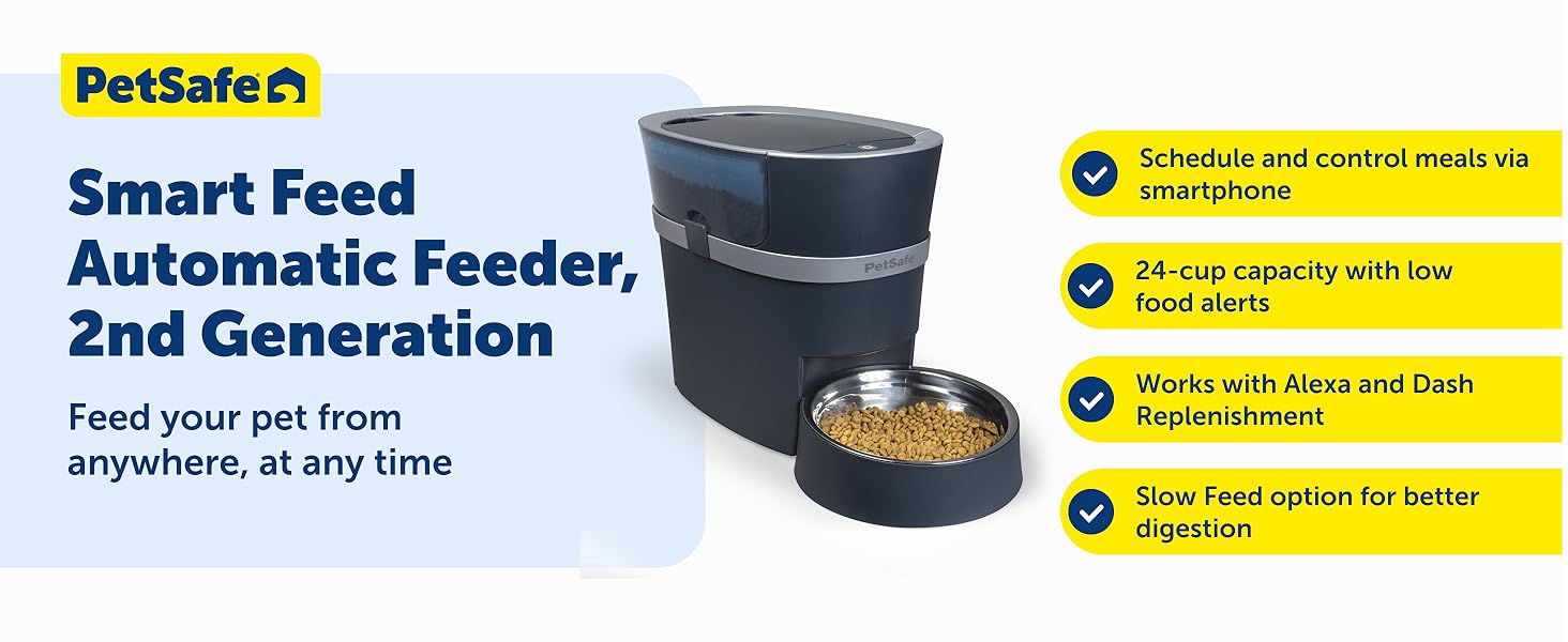 PetSafe Smart Feed, Electronic Pet Feeder for Cats & Dogs, 6L/24 Cup Capacity, Programmable Mealtimes, Alexa, Apple & Android Compatible, Backup Batteries Ensure Meal Delivery During Power Outage