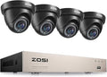 ZOSI 1080p Home Security Cameras System with AI Human/Vehicle Detection,H.265+ 8CH CCTV DVR and 4pcs 2.0MP 1920TVL Surveillance Cameras Indoor Outdoor,80ft Night Vision,Remote Access(No HDD)