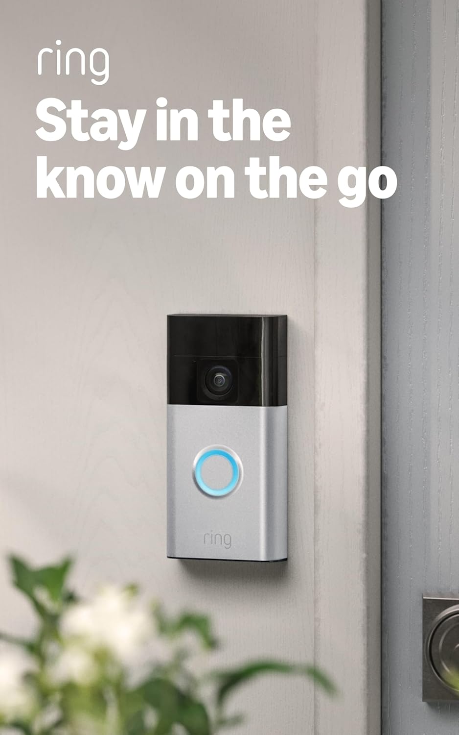 Ring Battery Doorbell, Home or business security with Head-to-Toe video, Live View with Two-Way Talk, and Motion Detection &amp; Alerts, Satin Nickel