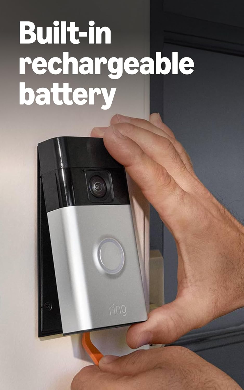 Ring Battery Doorbell, Home or business security with Head-to-Toe video, Live View with Two-Way Talk, and Motion Detection &amp; Alerts, Satin Nickel