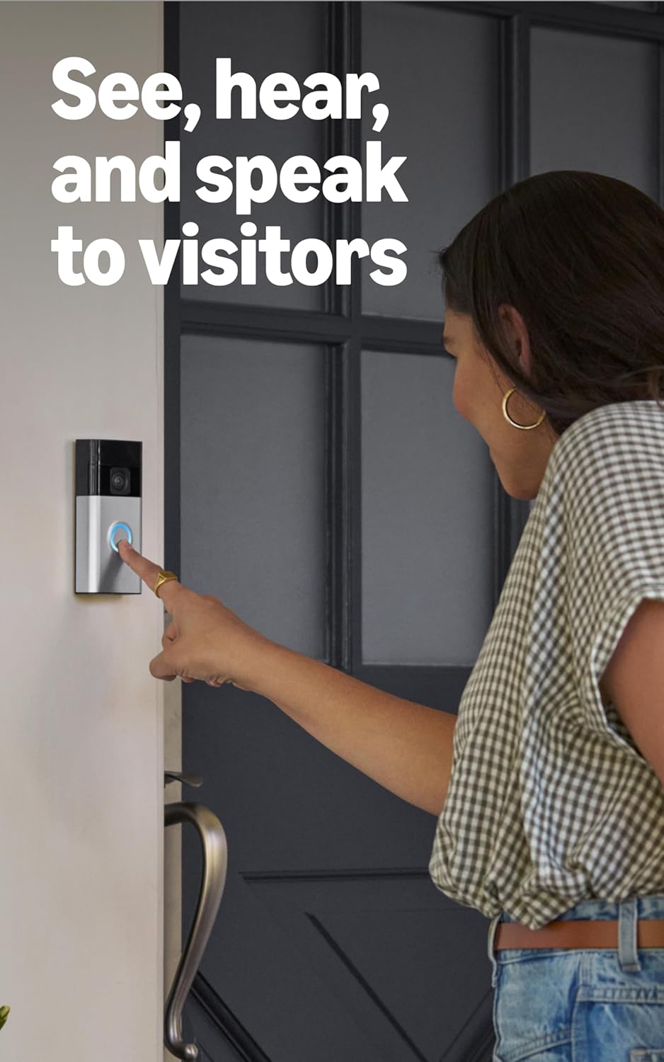 Ring Battery Doorbell, Home or business security with Head-to-Toe video, Live View with Two-Way Talk, and Motion Detection &amp; Alerts, Satin Nickel