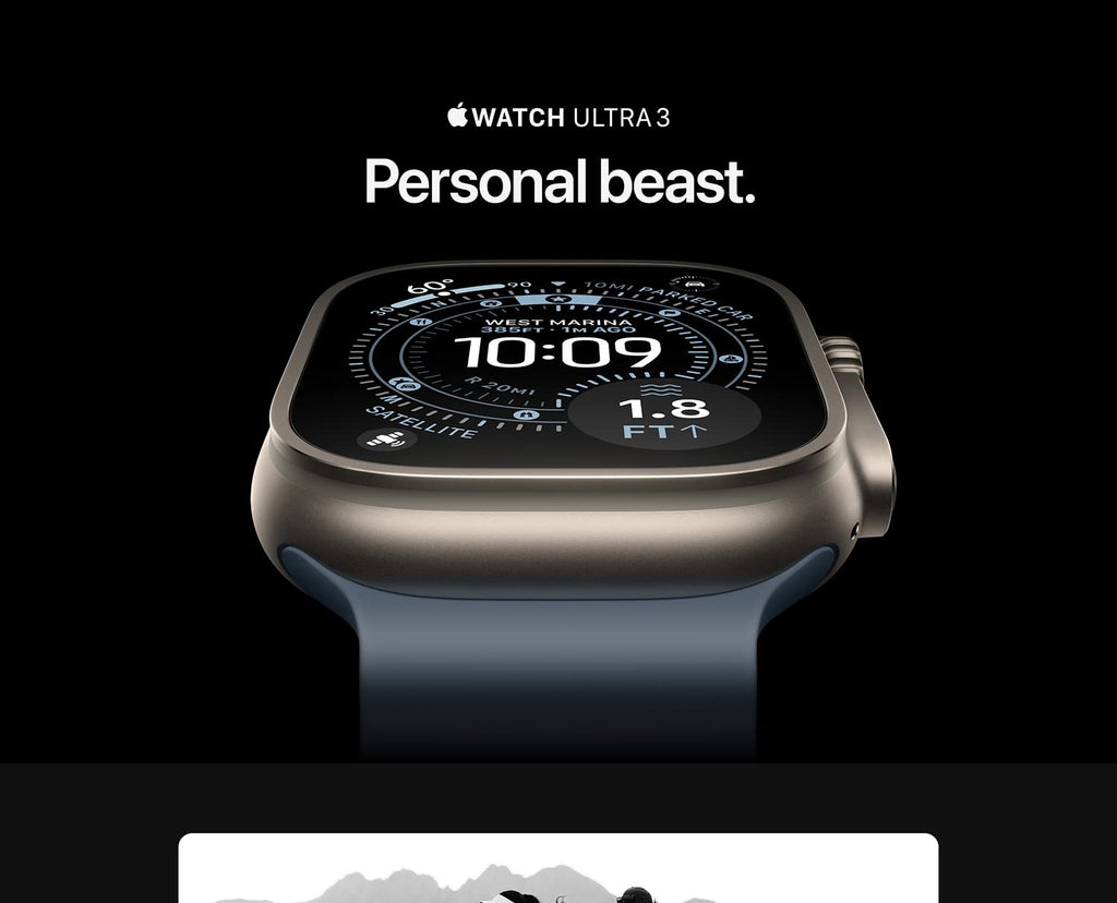 Apple Watch Ultra 3 [GPS + Cellular 49mm] Running & Multisport Smartwatch w/Rugged Titanium Case w/Black Ocean Band. Satellite Communications, Advanced Health & Fitness Tracking