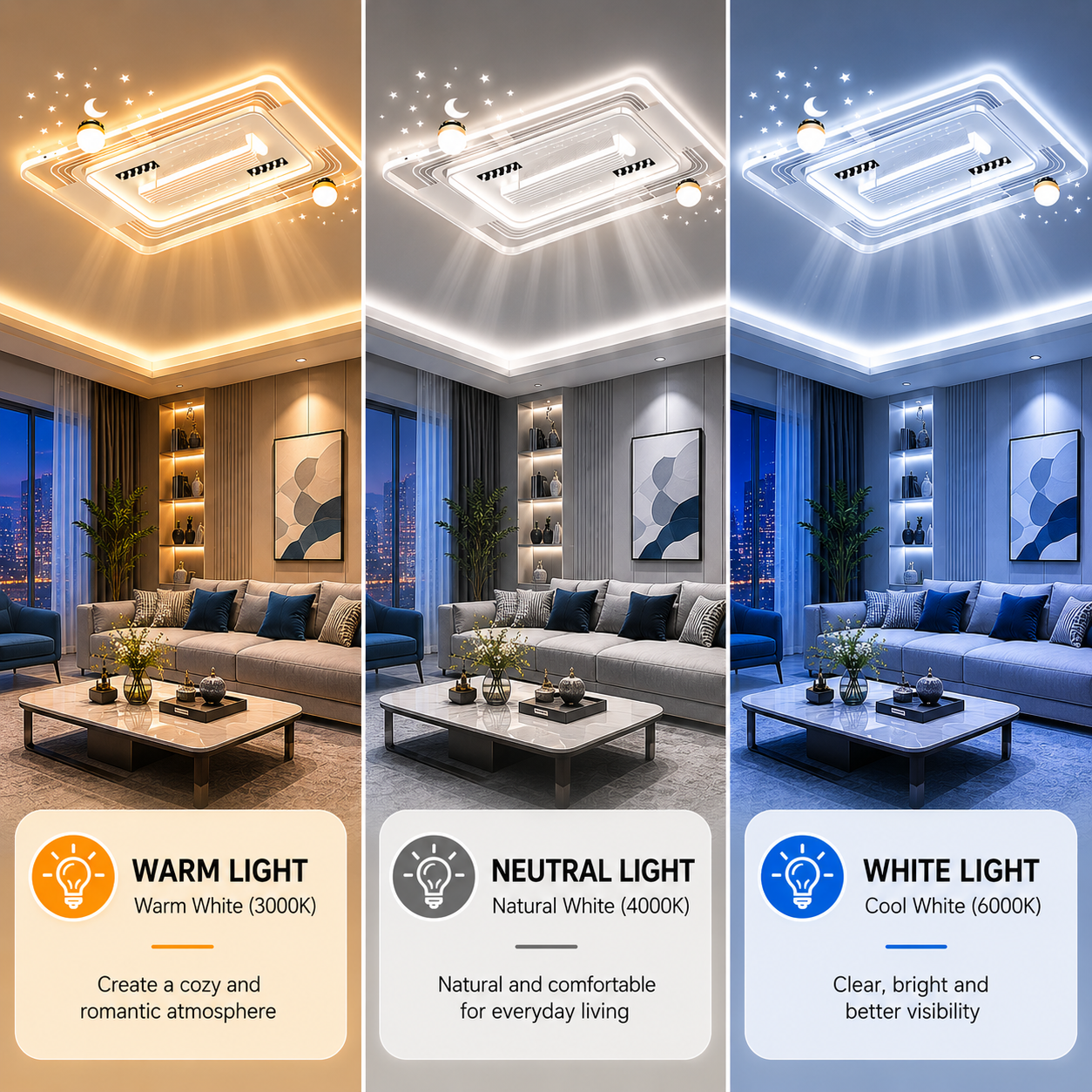 Starry Sky Leaf Free Fan Ceiling Light 2025 New Intelligent Integrated Living Room Headlights with Temperament Fan Main Light