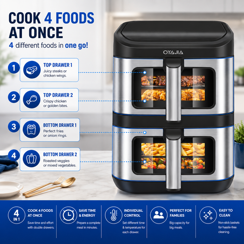 11L Air Fryer Dual Zone Digital Oven Cooker Oil Free Low Fat 10-in-1 Oven 2800W