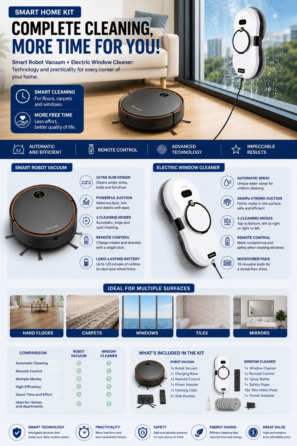 FutureHome 2-in-1 Cleaning Robot Bundle